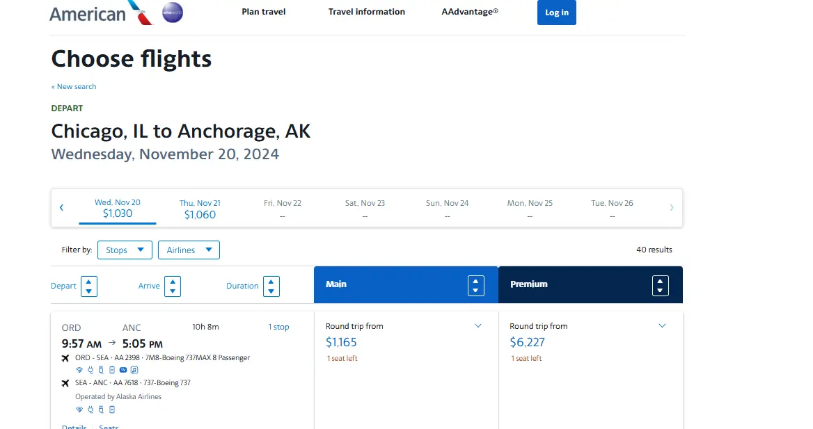 American airlines low fare calendar